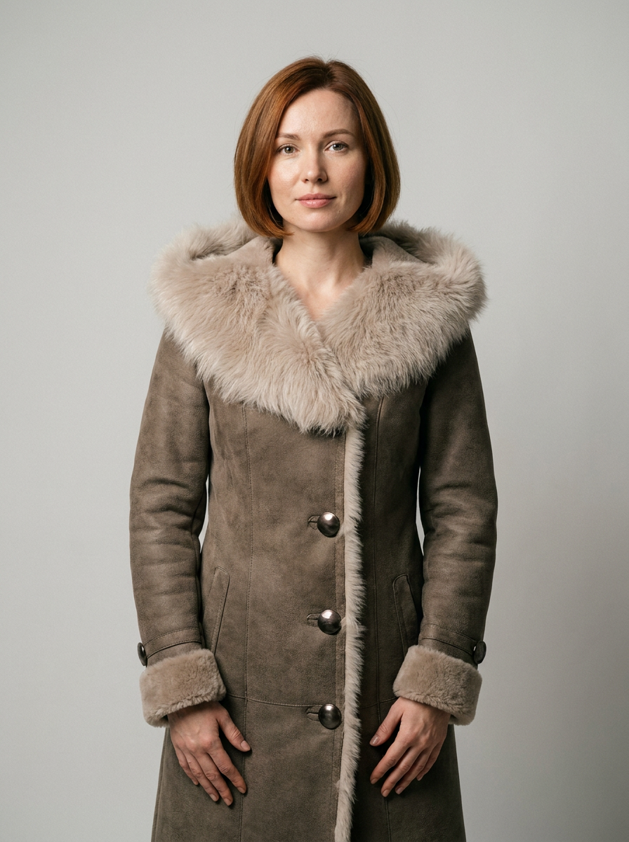 Hooded Shearling Coat