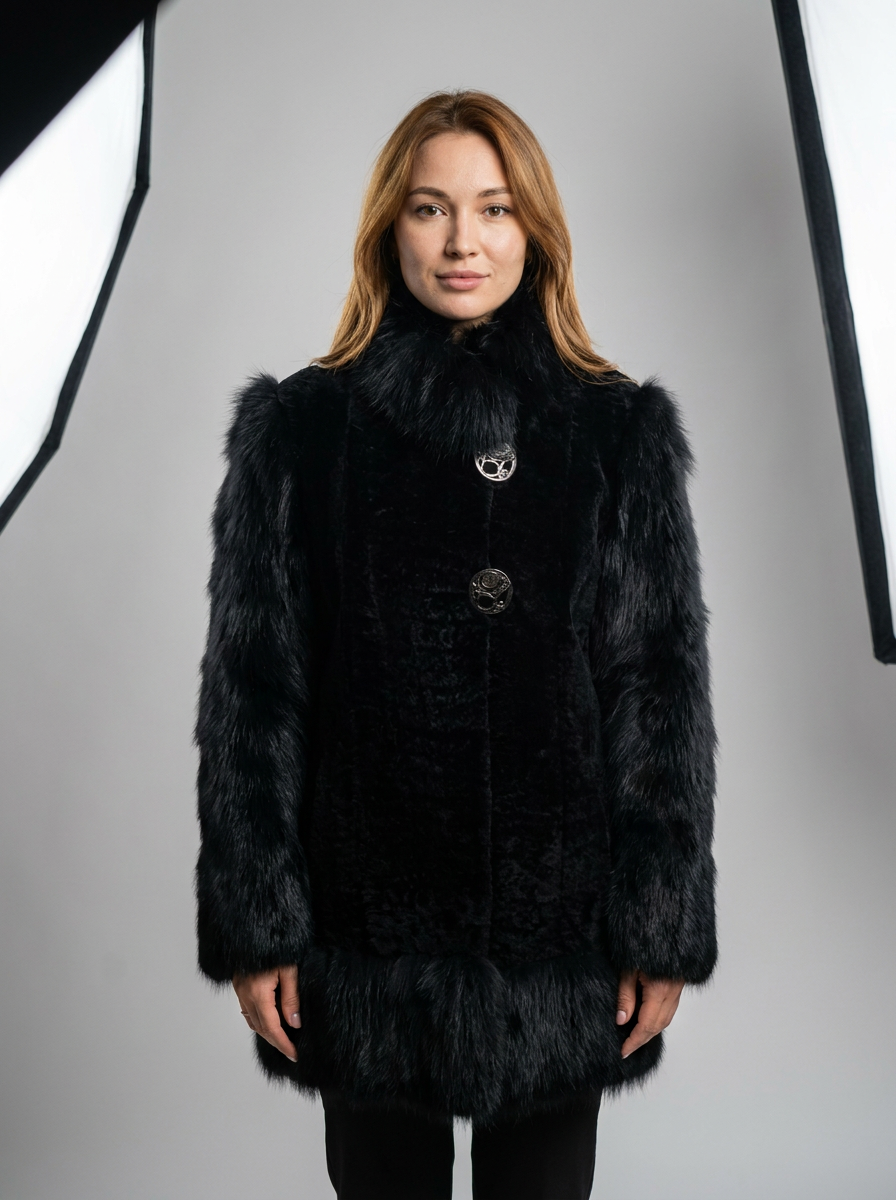 Curly Lamb and Fox Fur Coat