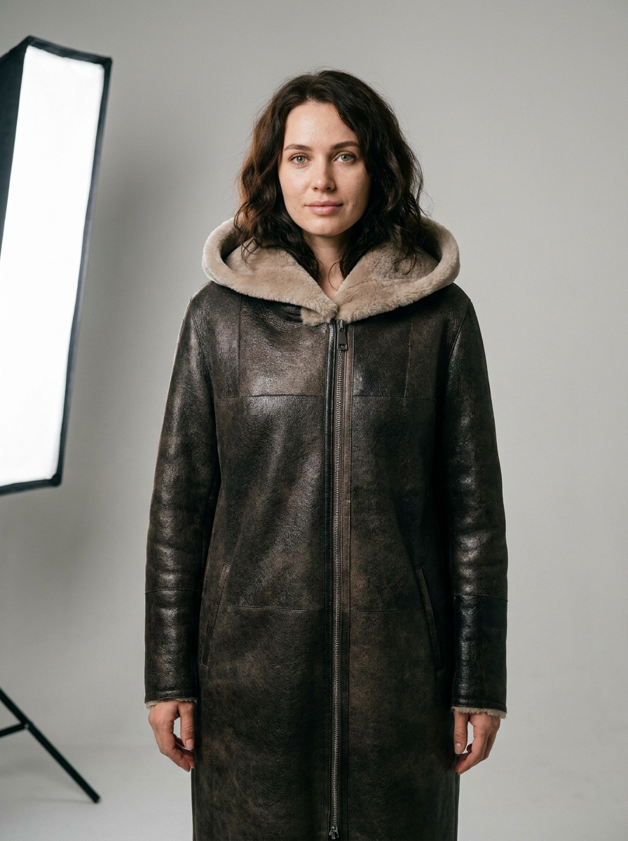 Shearling Hooded Coat
