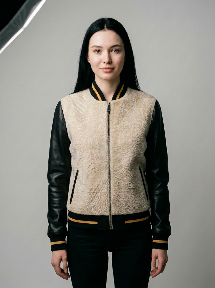Shearling and Leather Bomber Jacket