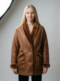 Cognac Shearling Leather Jacket
