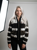 Knitted Rabbit Fur Bomber Jacket
