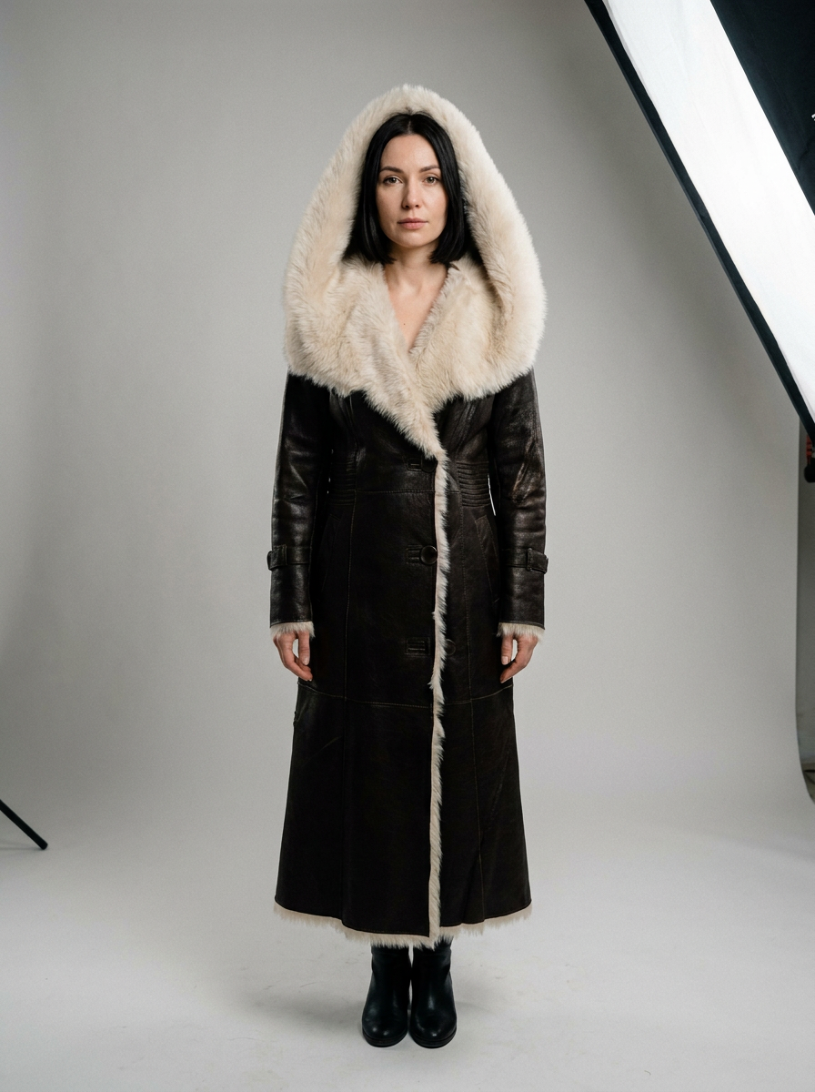 Hooded Shearling Coat