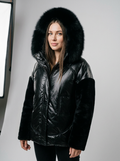 Luxury Puffer Jacket with Fox Fur and Fur Sleeves