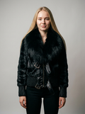 Black Fur Bomber Jacket