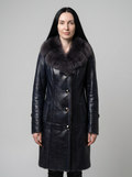 Navy Leather Shearling Coat
