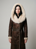 Shearling Hooded Long Coat