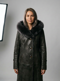 Shearling Hooded Leather Coat