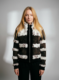 Striped Fur Bomber Jacket