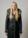 Shearling Hooded Leather Coat