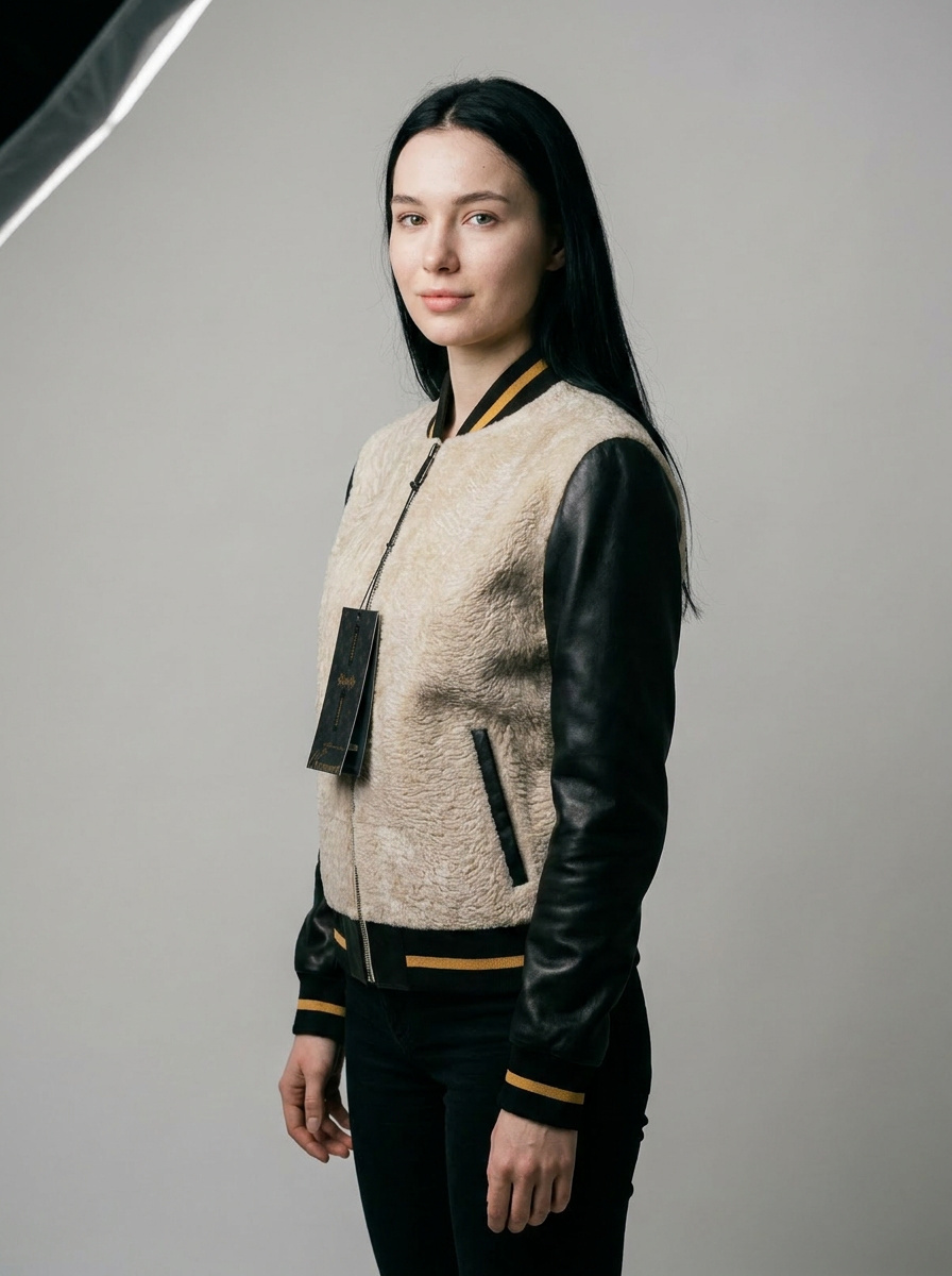 Shearling and Leather Bomber Jacket
