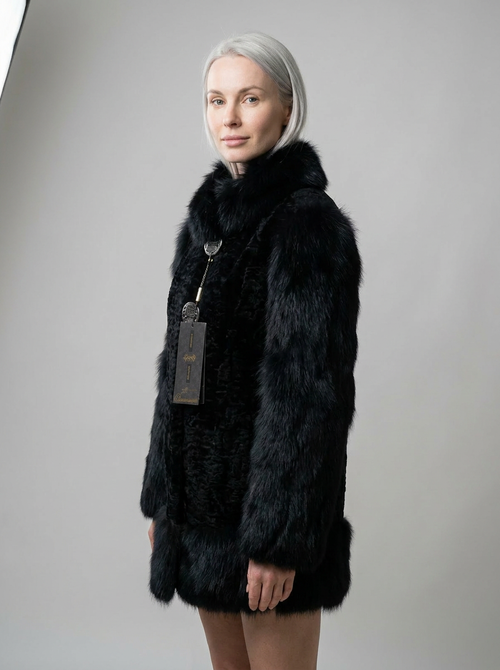 Black Astrakhan & Fox Fur Jacket