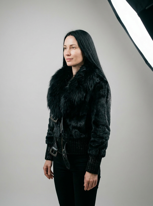 Fox Fur Bomber Jacket