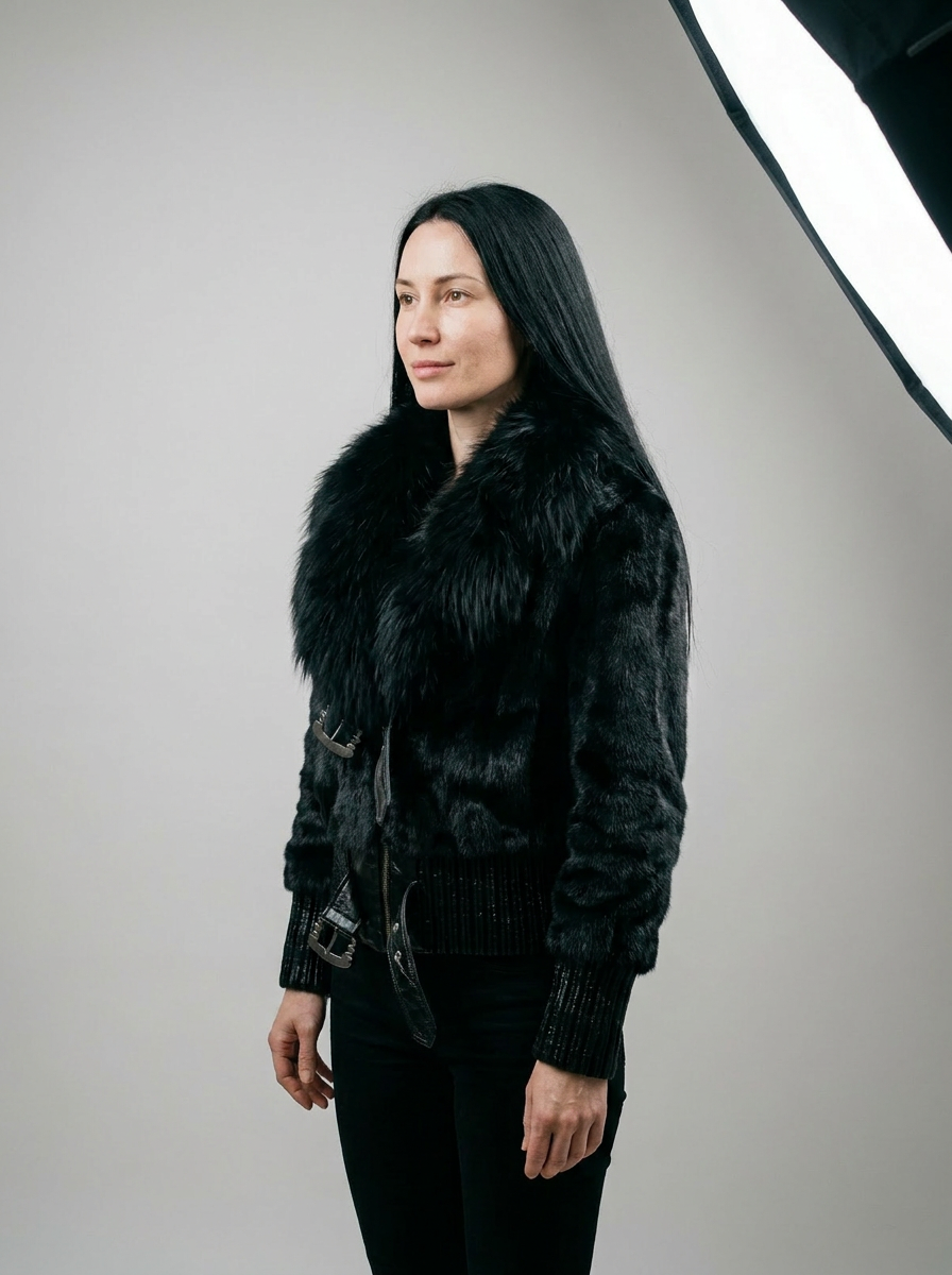 Fox Fur Bomber Jacket