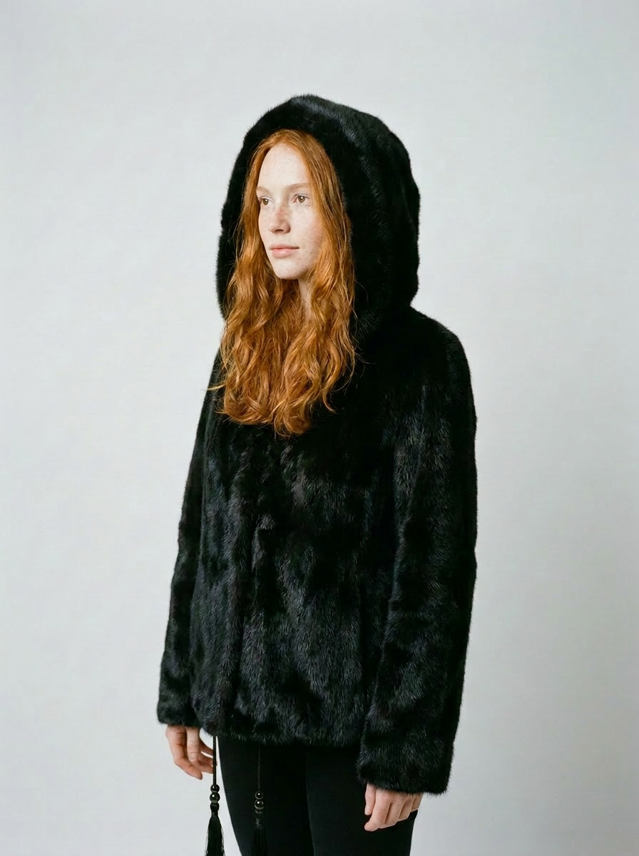 Kapuzenjacke aus Nerzfell