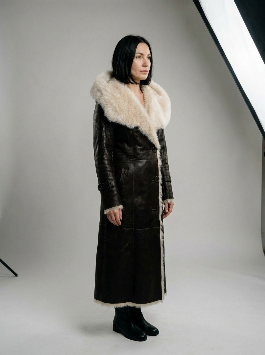 Hooded Shearling Coat