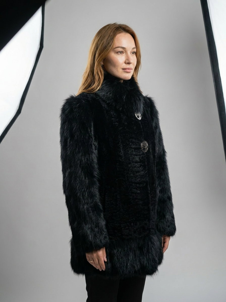 Curly Lamb and Fox Fur Coat