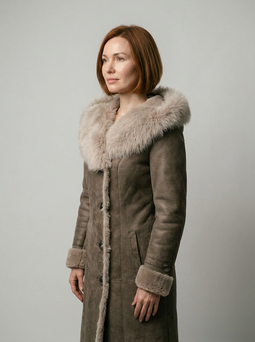 Hooded Shearling Coat