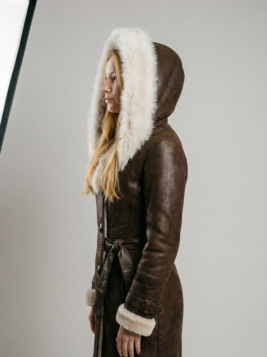 Shearling Hooded Coat