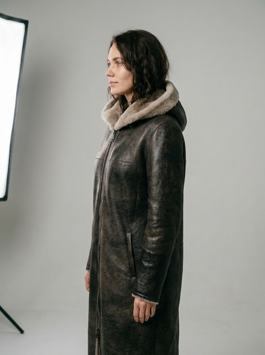 Shearling Hooded Coat