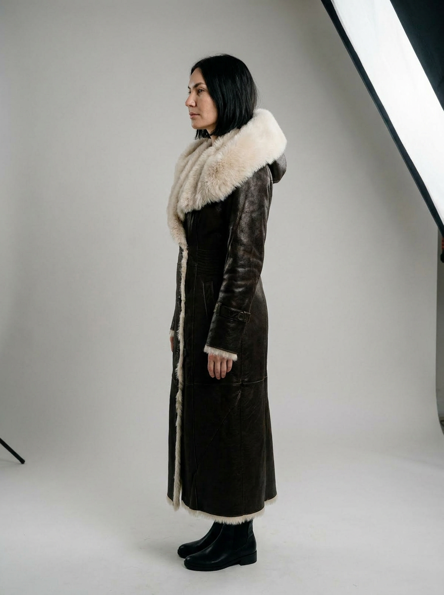 Hooded Shearling Coat