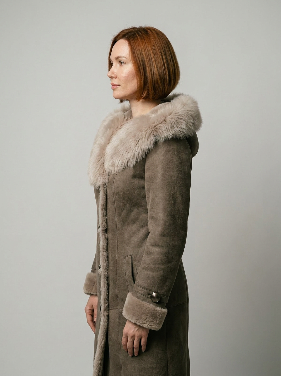 Hooded Shearling Coat