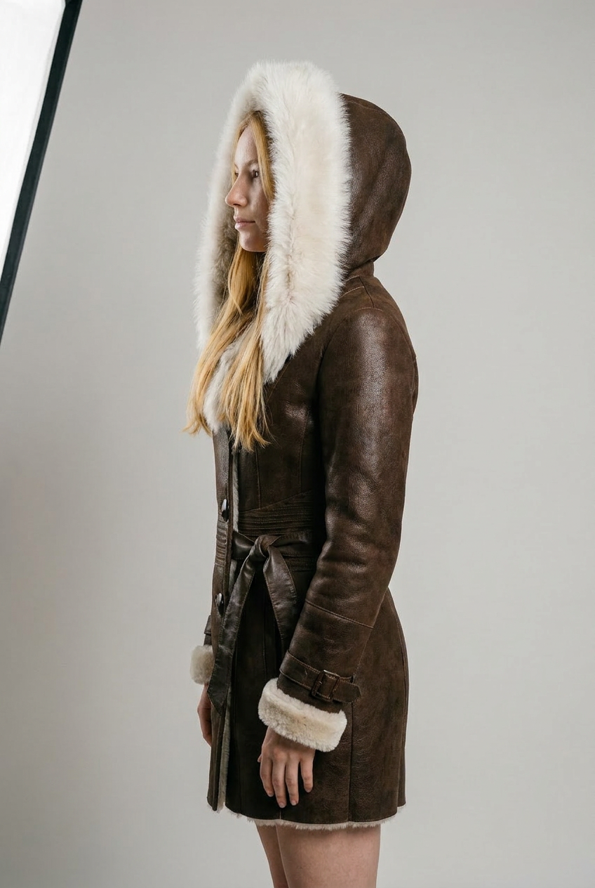 Shearling Hooded Coat