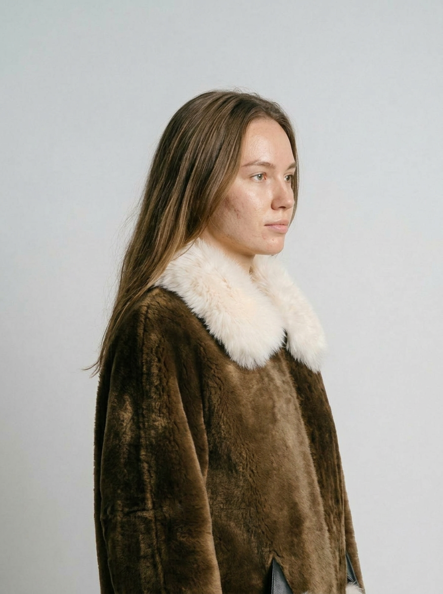 Shearling Jacket with Fur Trim
