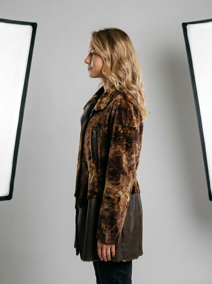 Mottled Shearling & Leather Jacket