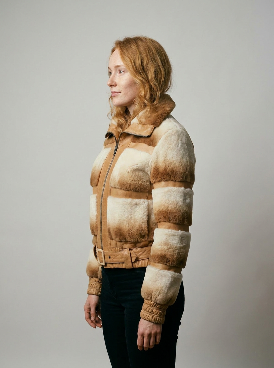 Gradient Shearling & Leather Bomber Jacket
