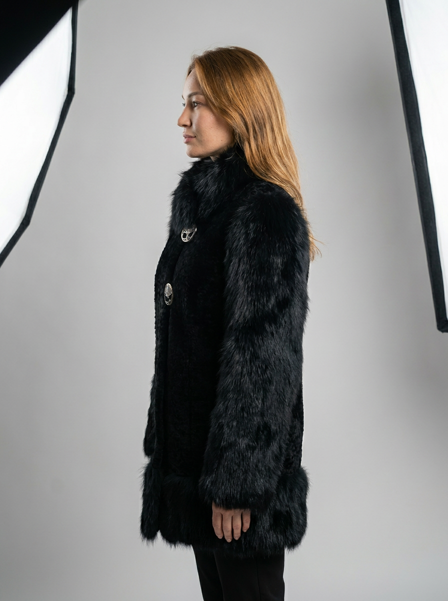 Curly Lamb and Fox Fur Coat