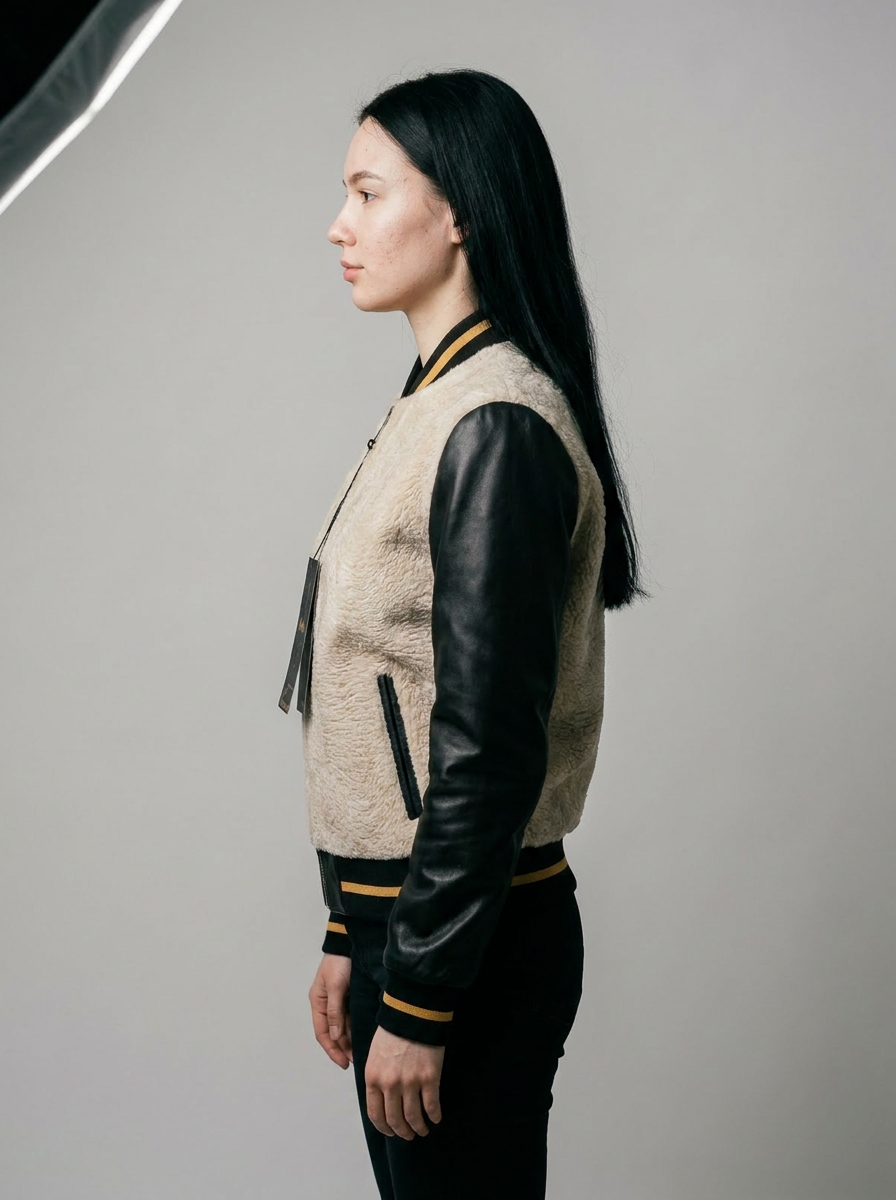 Shearling and Leather Bomber Jacket