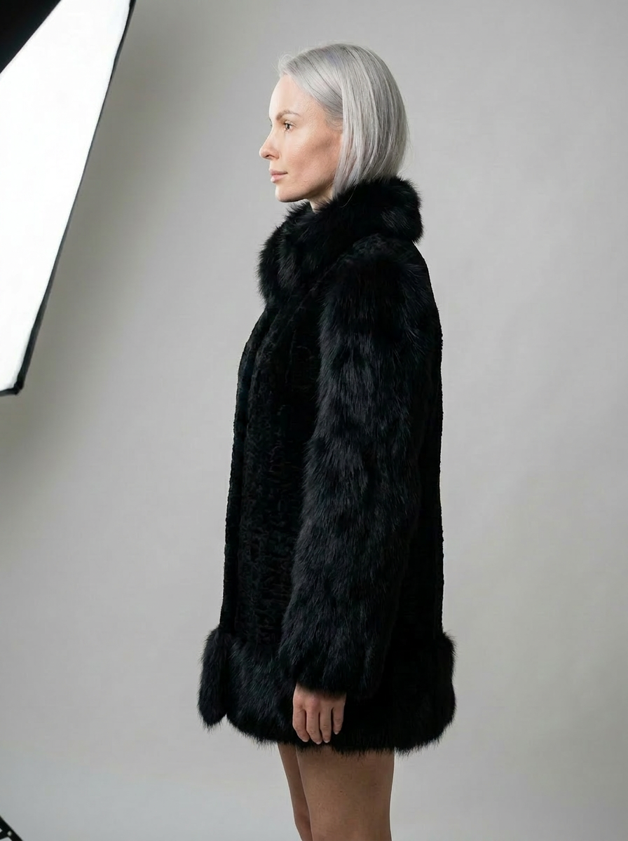 Black Astrakhan & Fox Fur Jacket