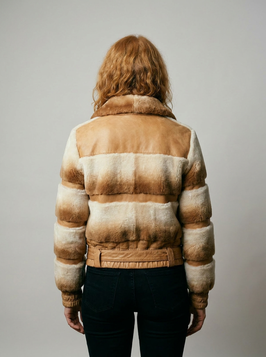 Gradient Shearling & Leather Bomber Jacket