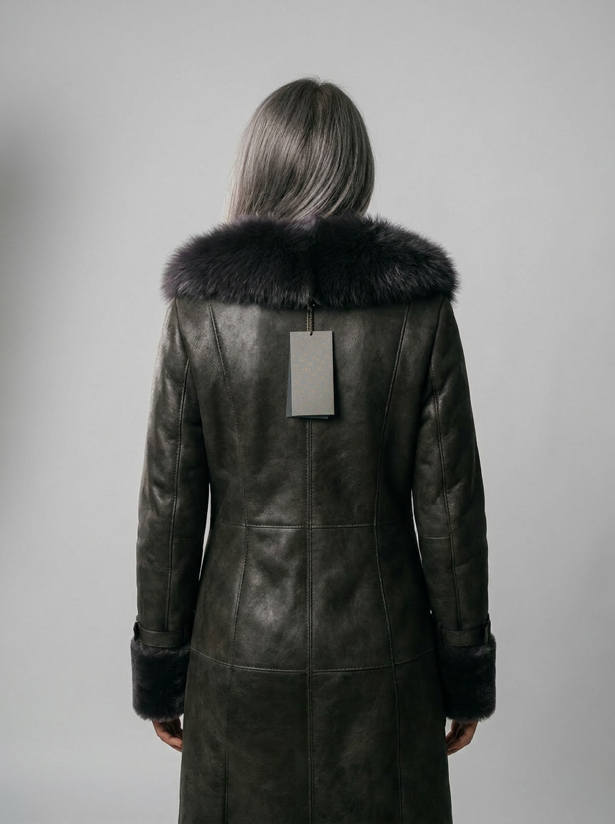 Shearling Hooded Leather Coat