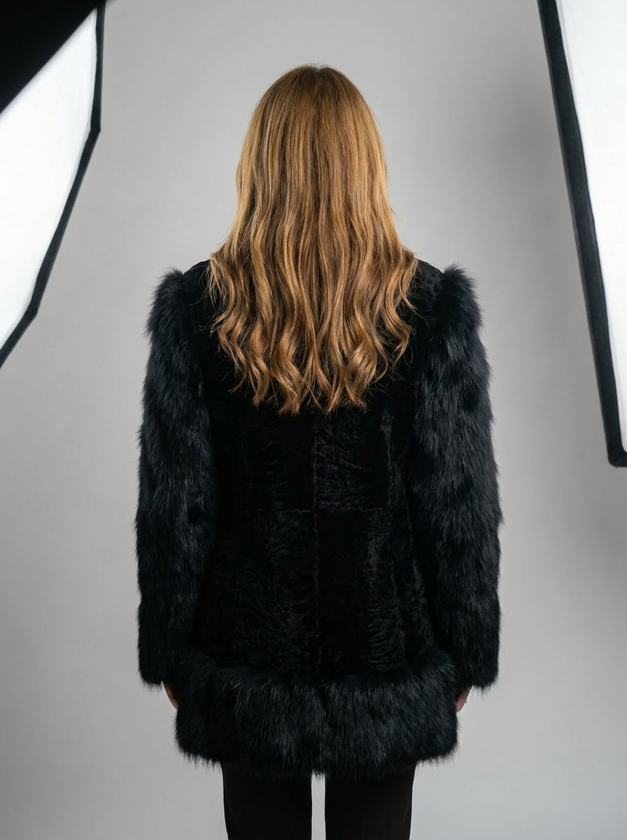 Curly Lamb and Fox Fur Coat