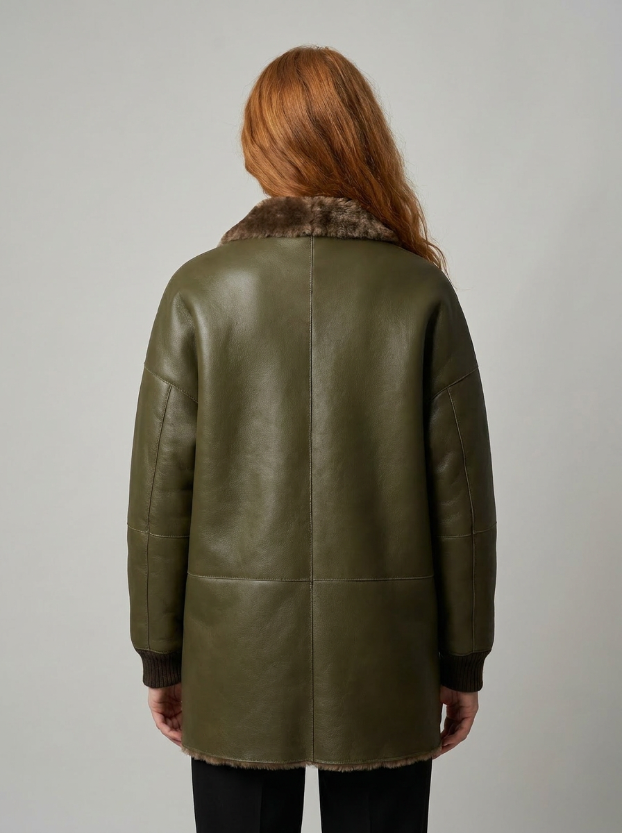 Olive Green Shearling Coat