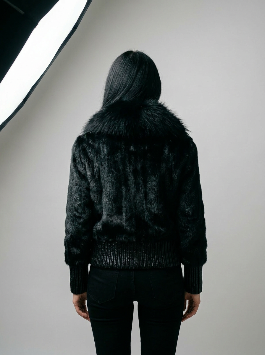 Fox Fur Bomber Jacket