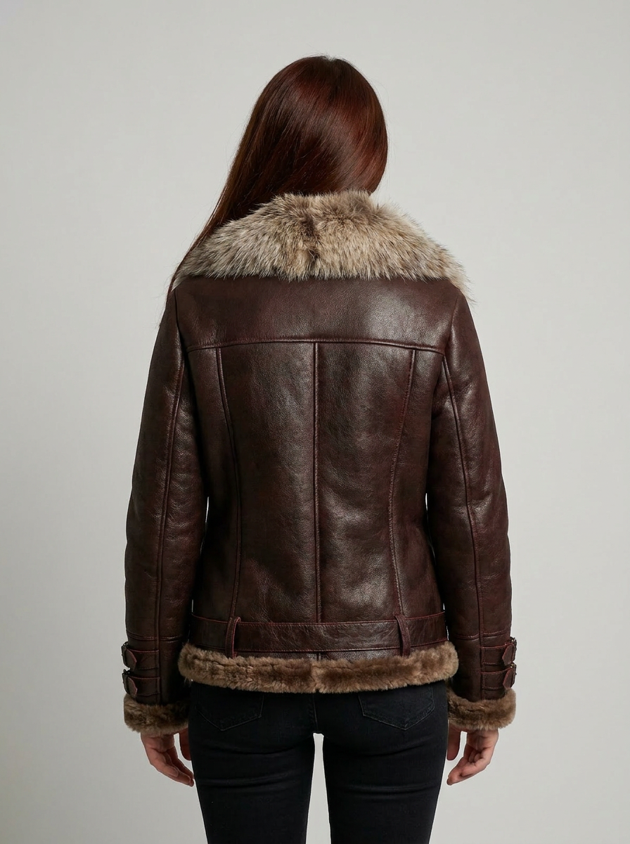 Bordeaux Shearling Aviator Jacket