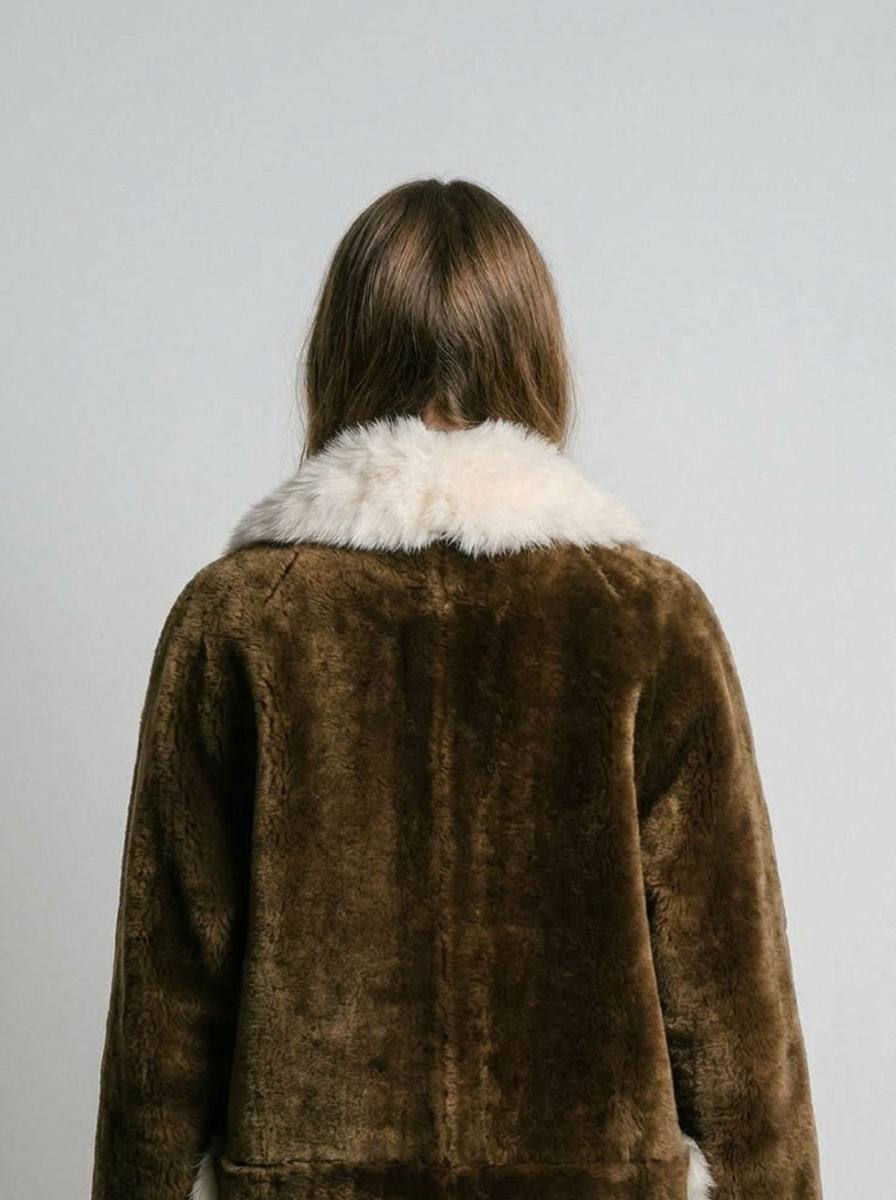 Shearling Jacket with Fur Trim
