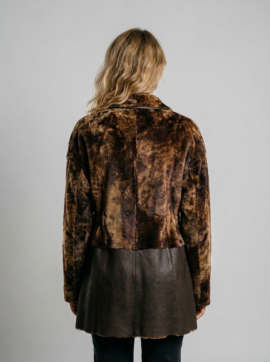 Mottled Shearling & Leather Jacket
