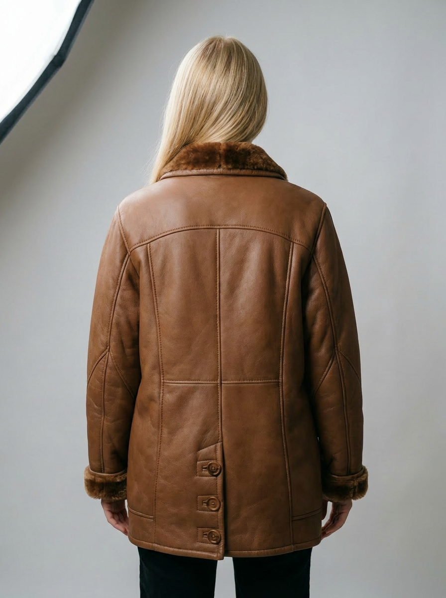 Cognac Shearling Leather Jacket