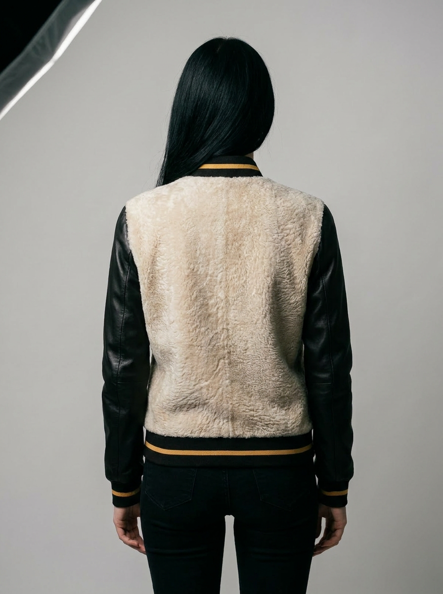 Shearling and Leather Bomber Jacket