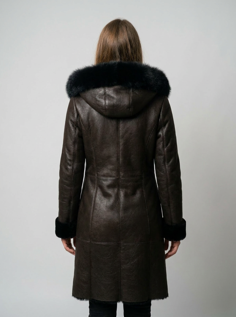 Hooded Shearling Fur Coat