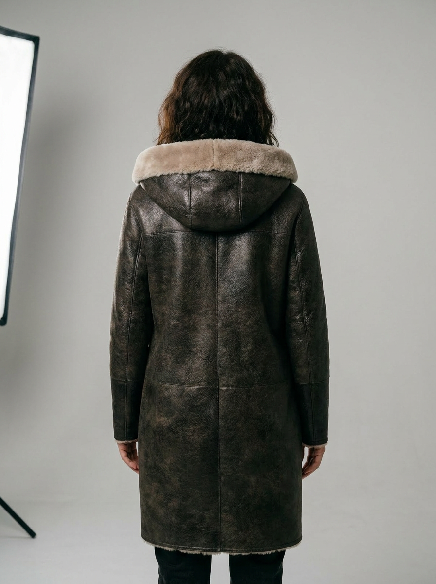 Shearling Hooded Coat