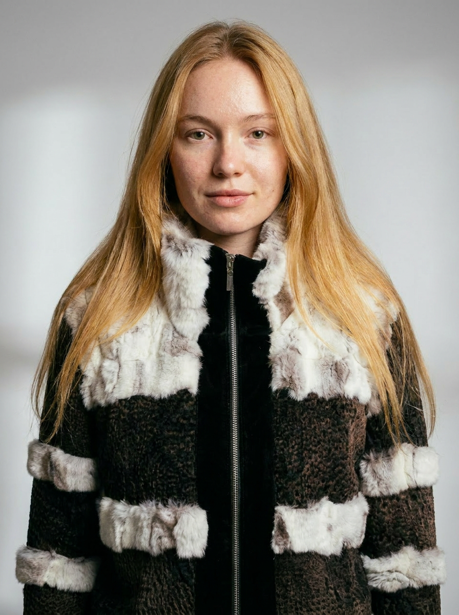 Striped Fur Bomber Jacket