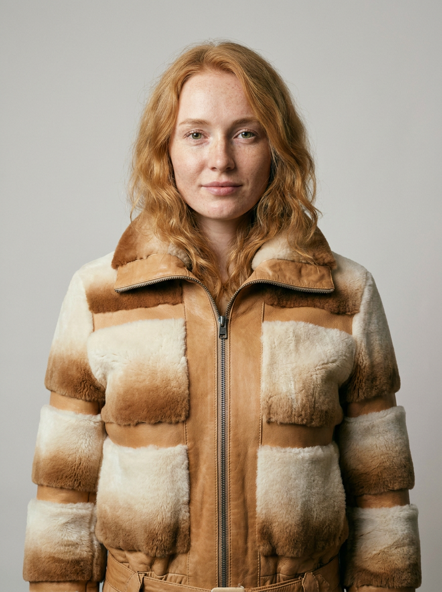 Gradient Shearling & Leather Bomber Jacket
