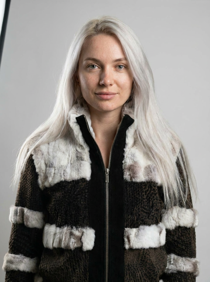 Knitted Rabbit Fur Bomber Jacket