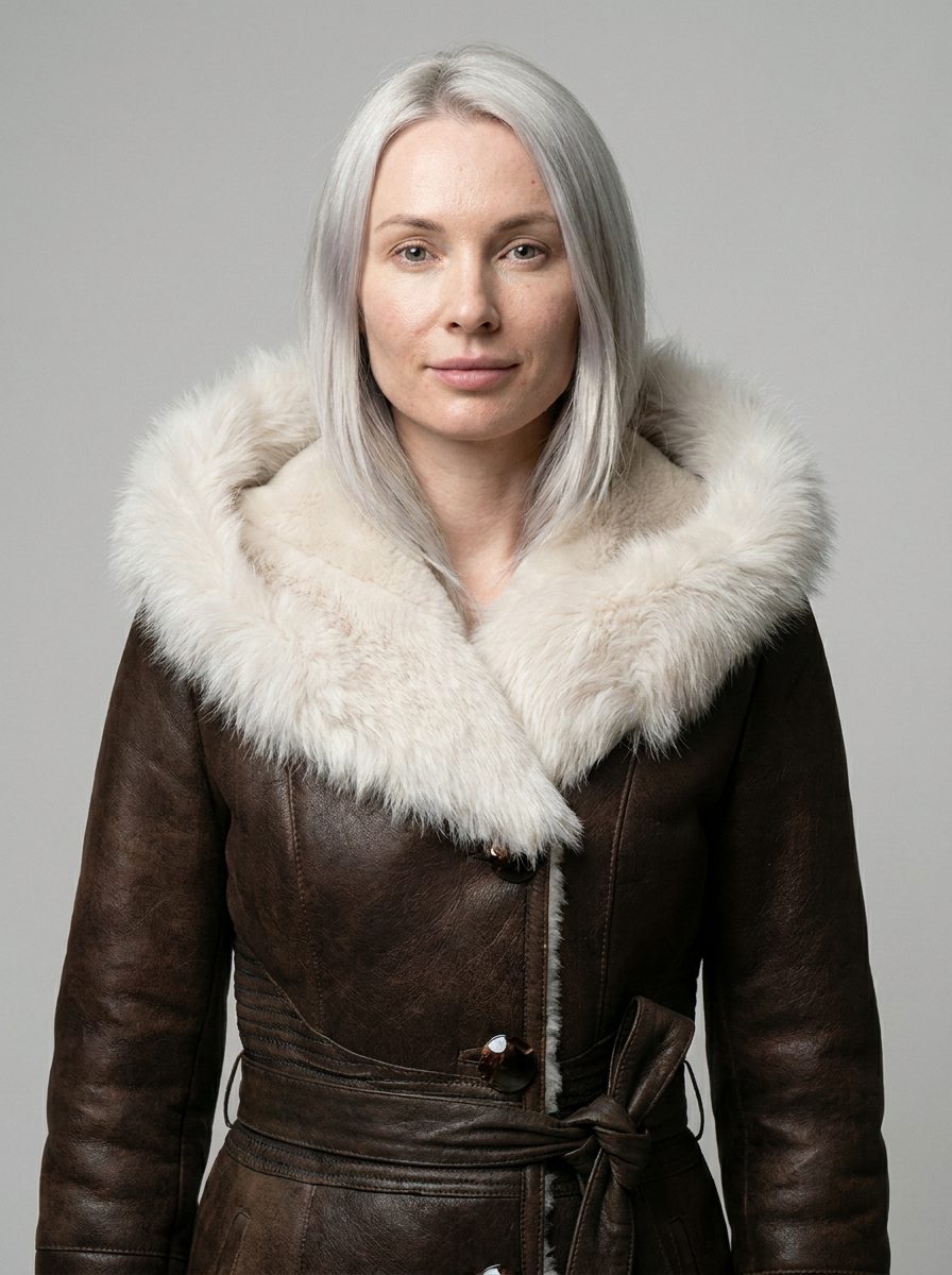 Shearling Hooded Leather Coat