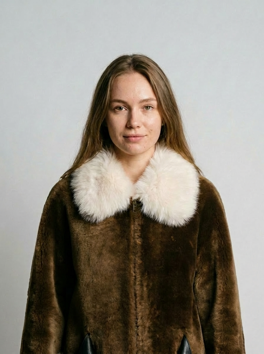 Shearling Jacket with Fur Trim